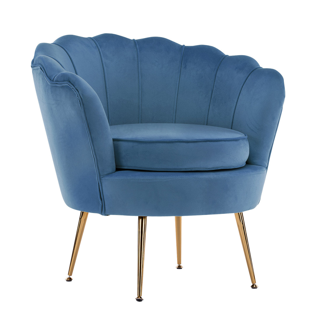 La Bella Shell Scallop Navy Blue Armchair Lounge Chair Accent Velvet-Furniture &gt; Bar Stools &amp; Chairs-PEROZ Accessories