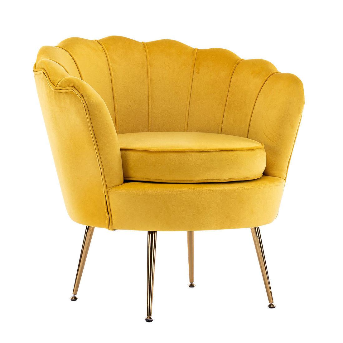 La Bella Shell Scallop Yellow Armchair Lounge Chair Accent Velvet-Furniture &gt; Bar Stools &amp; Chairs-PEROZ Accessories