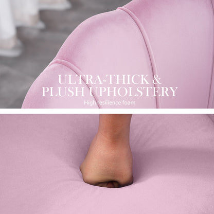 La Bella Shell Scallop Pink Armchair Accent Chair Velvet + Round Ottoman Footstool-Armchairs-PEROZ Accessories