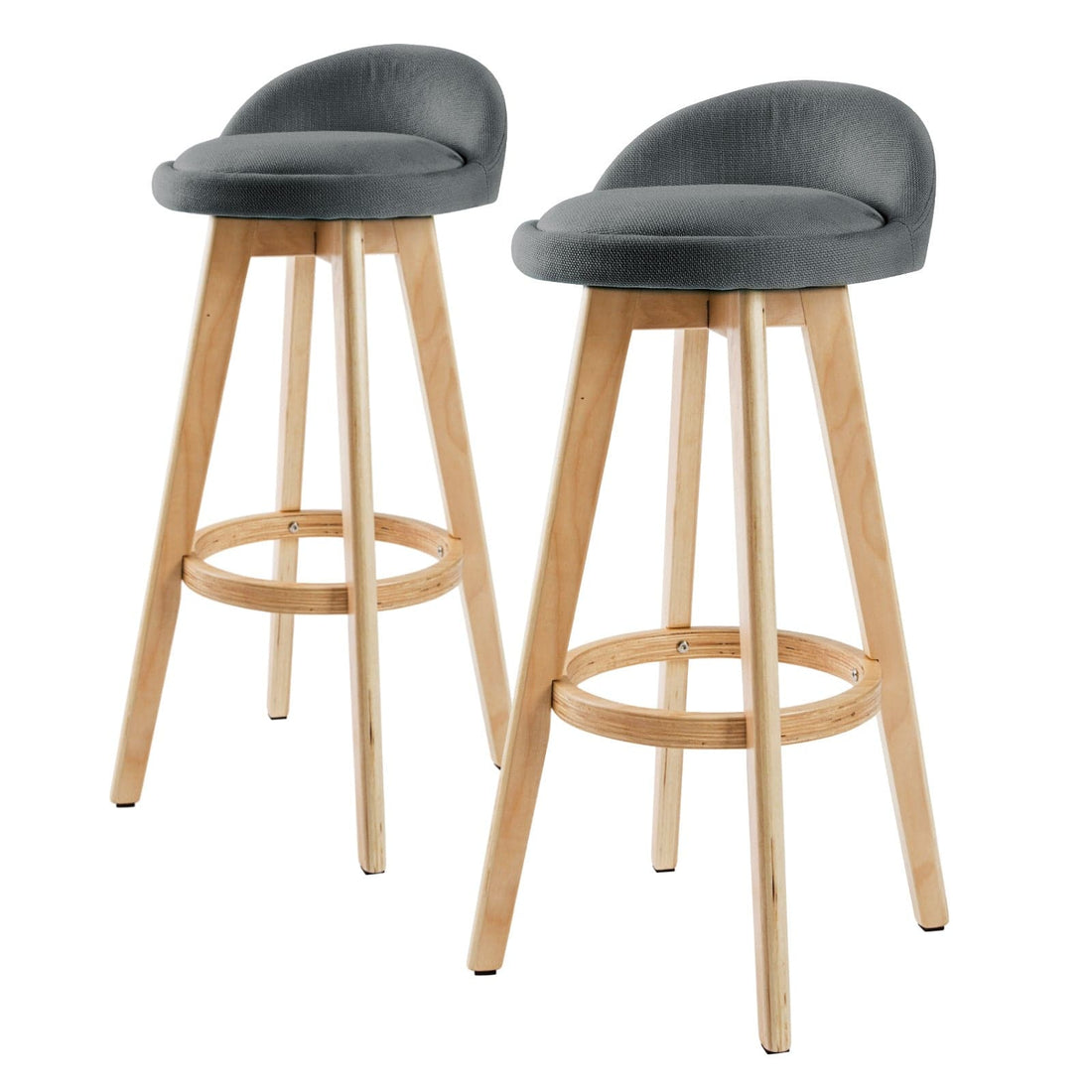 La Bella 2 Set 72cm Grey Wooden Bar Stool Leila Fabric-Furniture &gt; Bar Stools &amp; Chairs-PEROZ Accessories