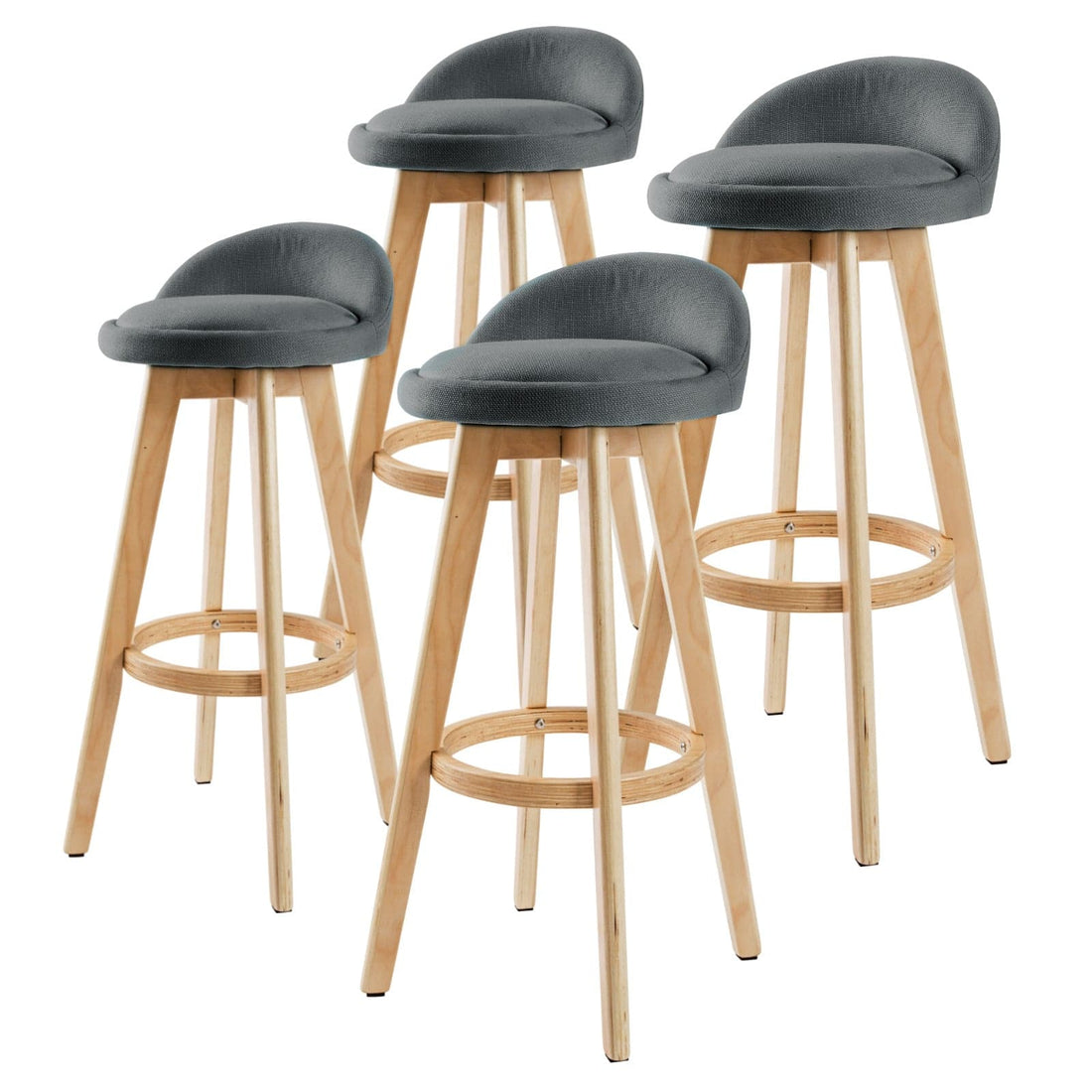 La Bella 4 Set 72cm Grey Wooden Bar Stool Leila Fabric-Furniture &gt; Bar Stools &amp; Chairs-PEROZ Accessories