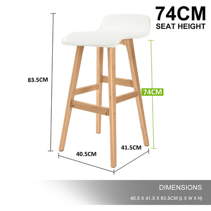 La Bella 4 Set 74cm White Wooden Bar Stool Sophia Leather-Furniture &gt; Bar Stools &amp; Chairs-PEROZ Accessories
