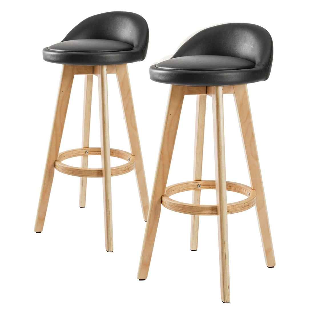 La Bella 2 Set 72cm Black Wooden Bar Stool Leila Leather-Furniture &gt; Bar Stools &amp; Chairs-PEROZ Accessories