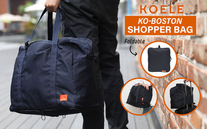 KOELE Navy Shopper Bag Travel Duffle Bag Foldable Laptop Luggage KO-BOSTON-Duffle Bags-PEROZ Accessories