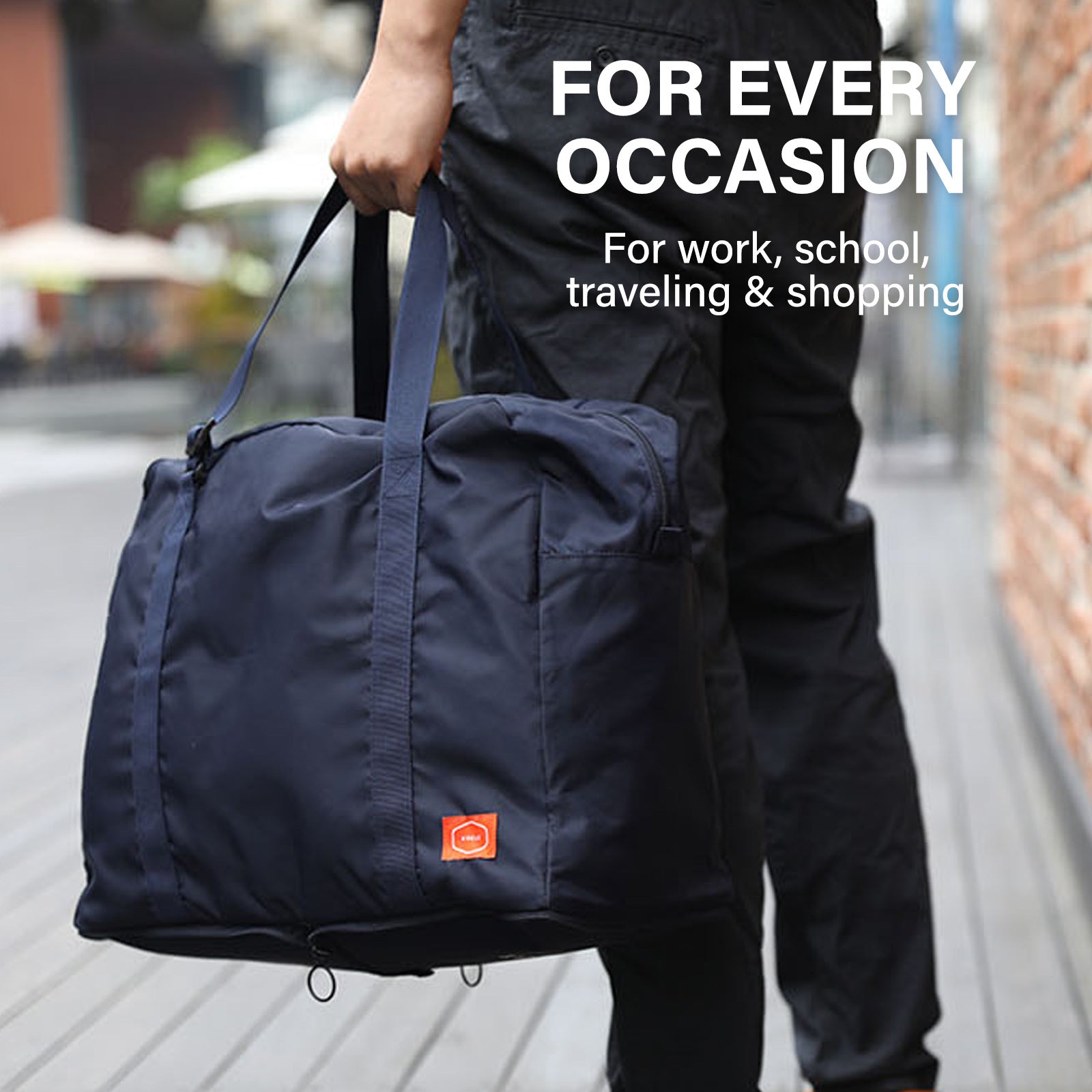 KOELE Navy Shopper Bag Travel Duffle Bag Foldable Laptop Luggage KO-BOSTON-Duffle Bags-PEROZ Accessories