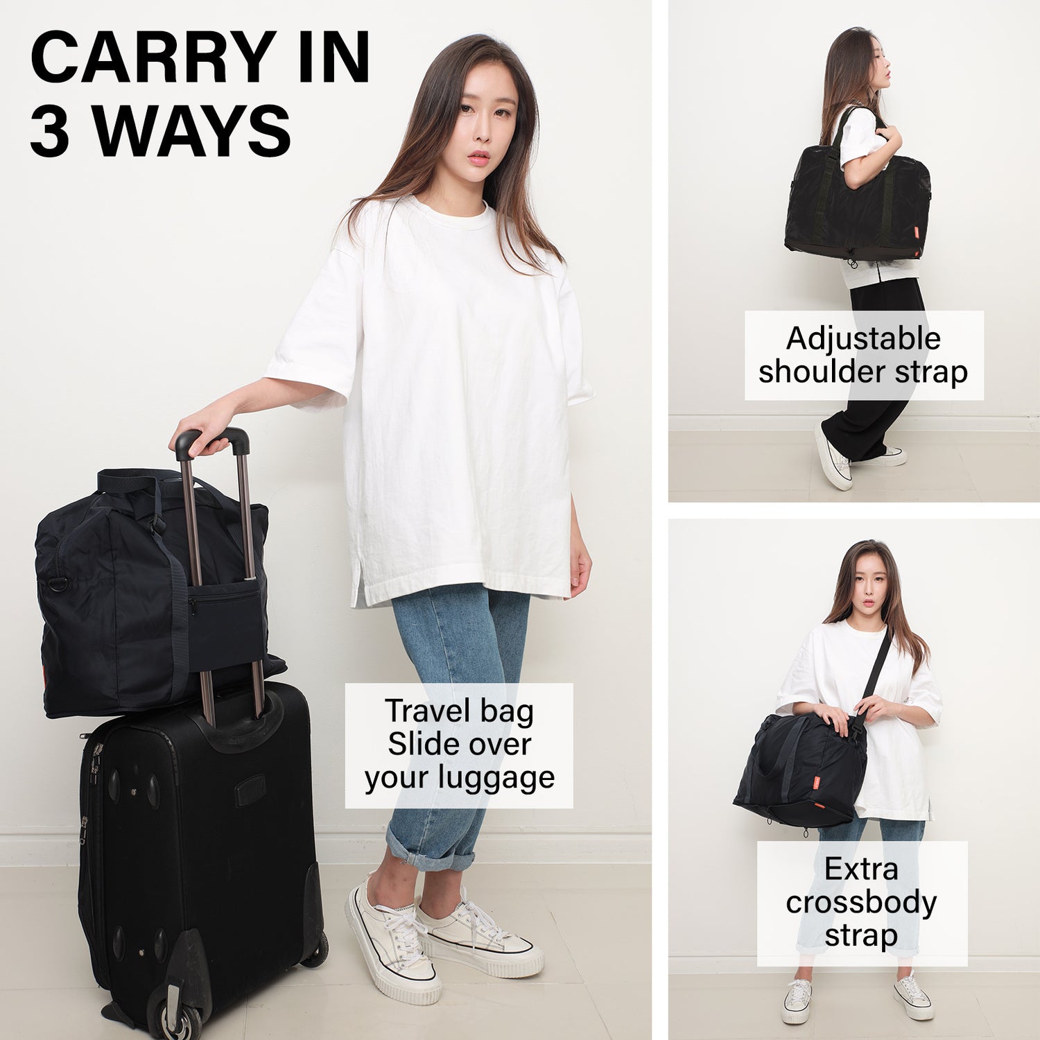 KOELE Navy Shopper Bag Travel Duffle Bag Foldable Laptop Luggage KO-BOSTON-Duffle Bags-PEROZ Accessories