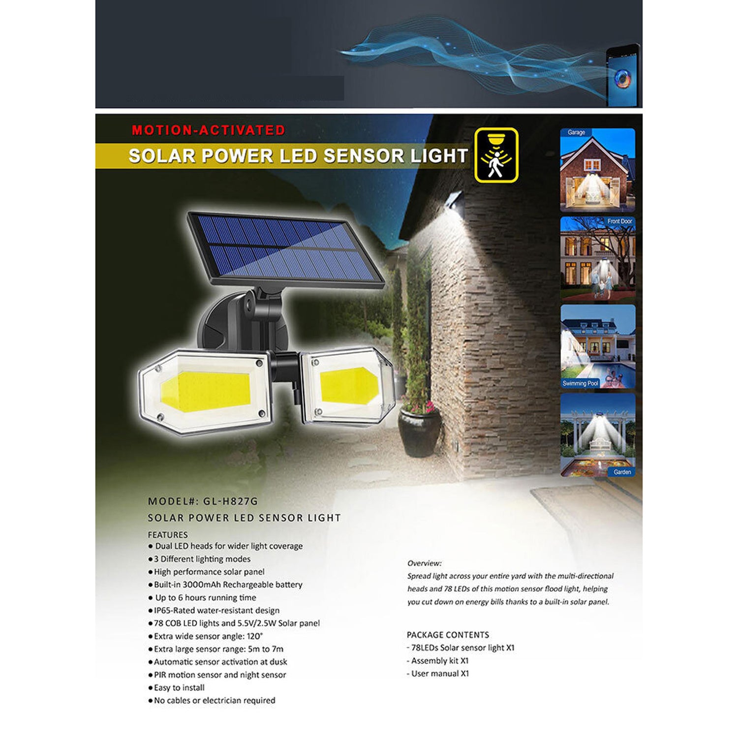 Sansai Solar Power LED Sensor Light-Home &amp; Garden &gt; Garden Lights-PEROZ Accessories