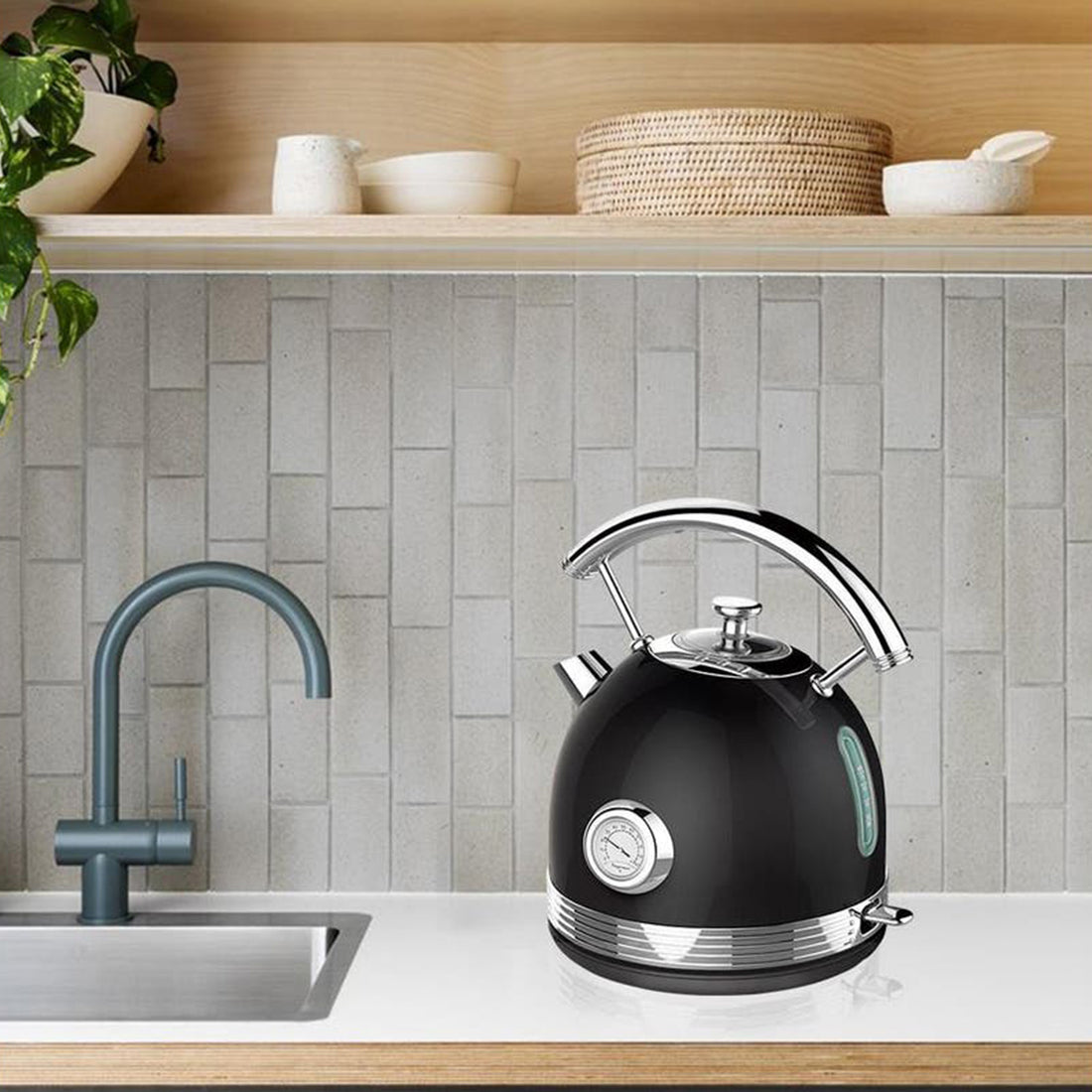 PHILEX 1.7 Black Electric Kettle Boiler Stainless Steel Retro-Appliances &gt; Kitchen Appliances-PEROZ Accessories
