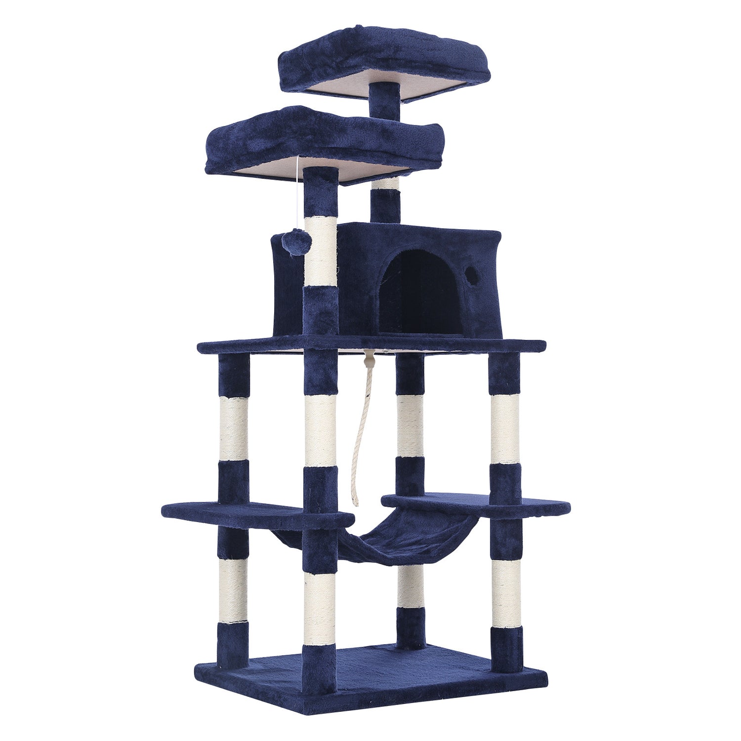 Paw Mate 145cm Blue Cat Tree WHISKY Sisal Scratching Post Scratcher Pole Condo House Tower-Pet Care &gt; Cat Supplies-PEROZ Accessories