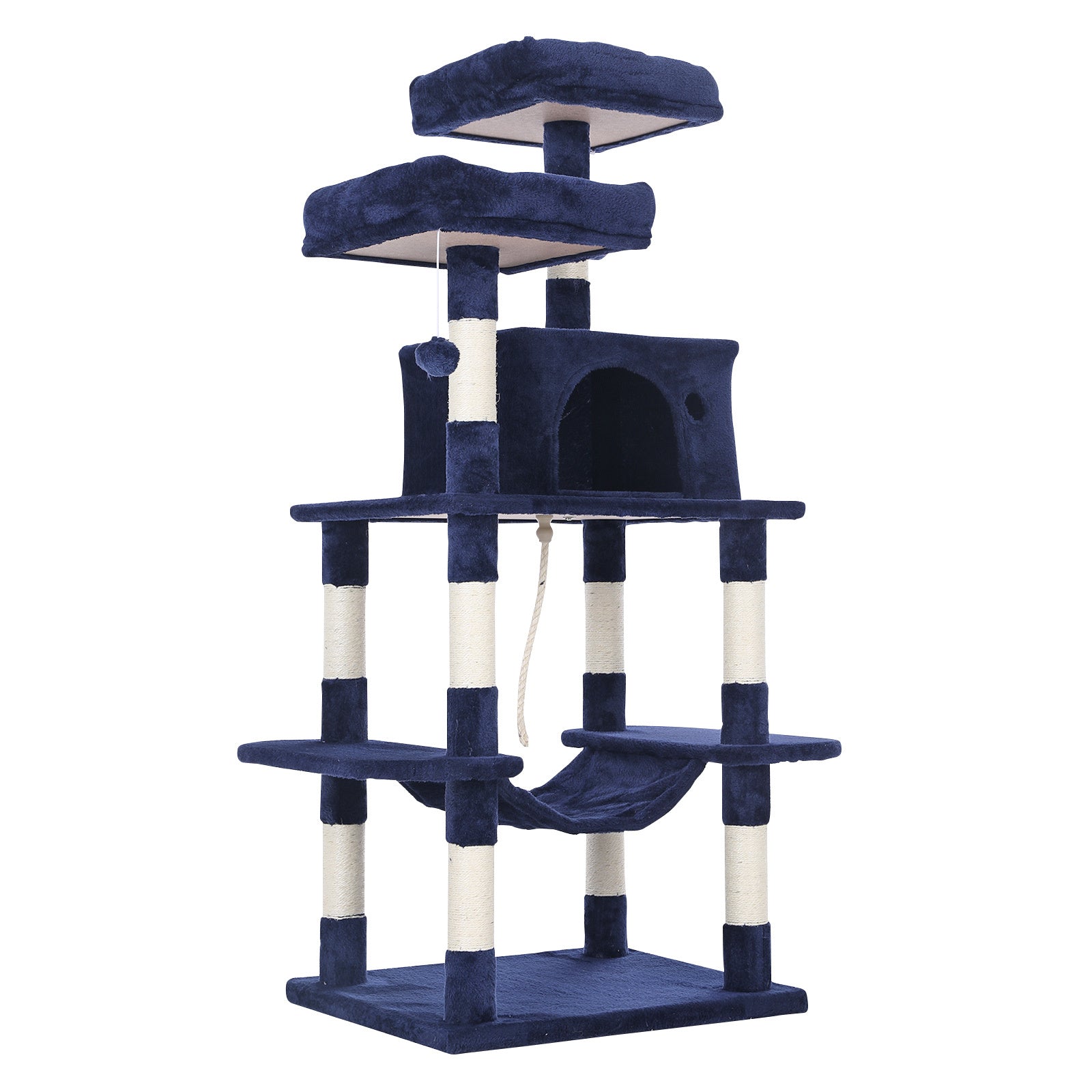 Paw Mate 145cm Blue Cat Tree WHISKY Sisal Scratching Post Scratcher Pole Condo House Tower-Pet Care &gt; Cat Supplies-PEROZ Accessories