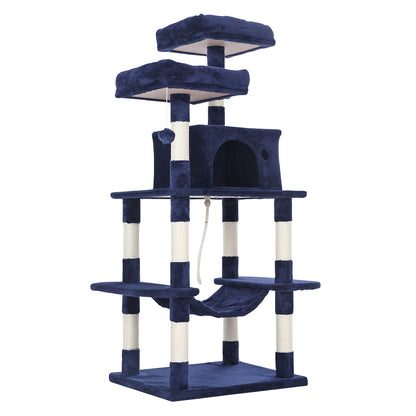 Paw Mate 145cm Blue Cat Tree WHISKY Sisal Scratching Post Scratcher Pole Condo House Tower-Pet Care &gt; Cat Supplies-PEROZ Accessories