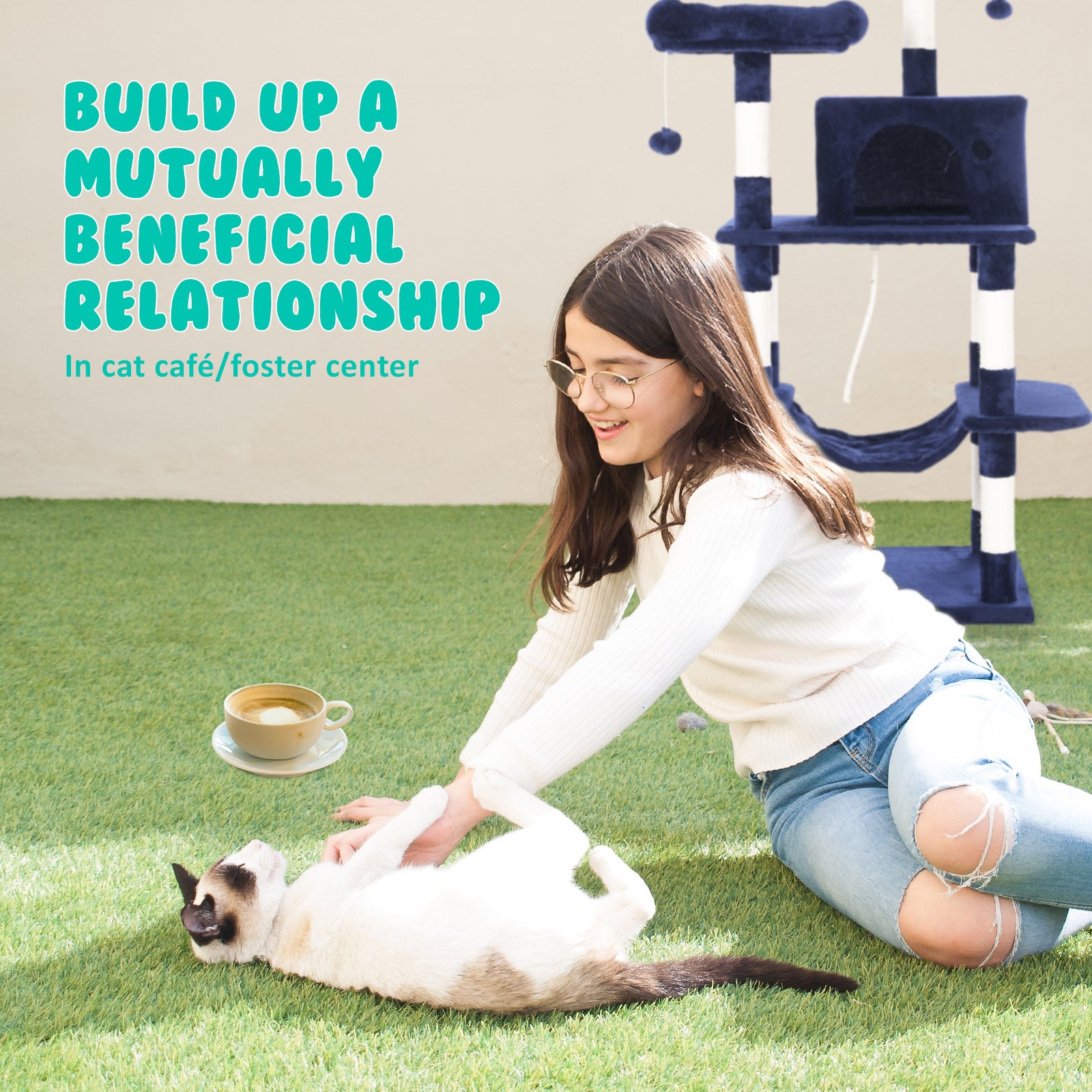 Paw Mate 145cm Blue Cat Tree WHISKY Sisal Scratching Post Scratcher Pole Condo House Tower-Pet Care &gt; Cat Supplies-PEROZ Accessories
