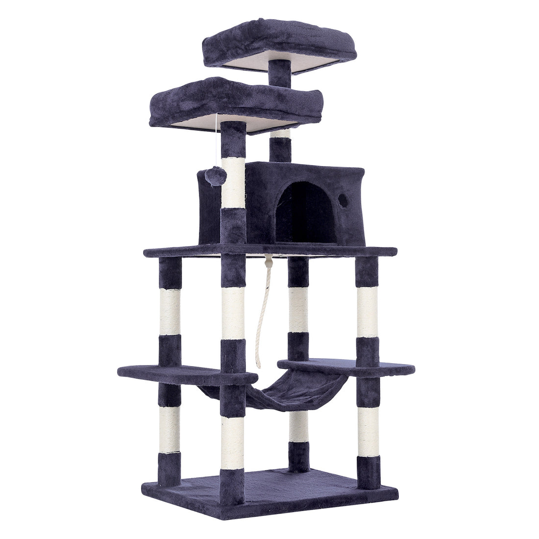 Paw Mate 145cm Grey Cat Tree WHISKY Sisal Scratching Post Scratcher Pole Condo House Tower-Pet Care &gt; Cat Supplies-PEROZ Accessories
