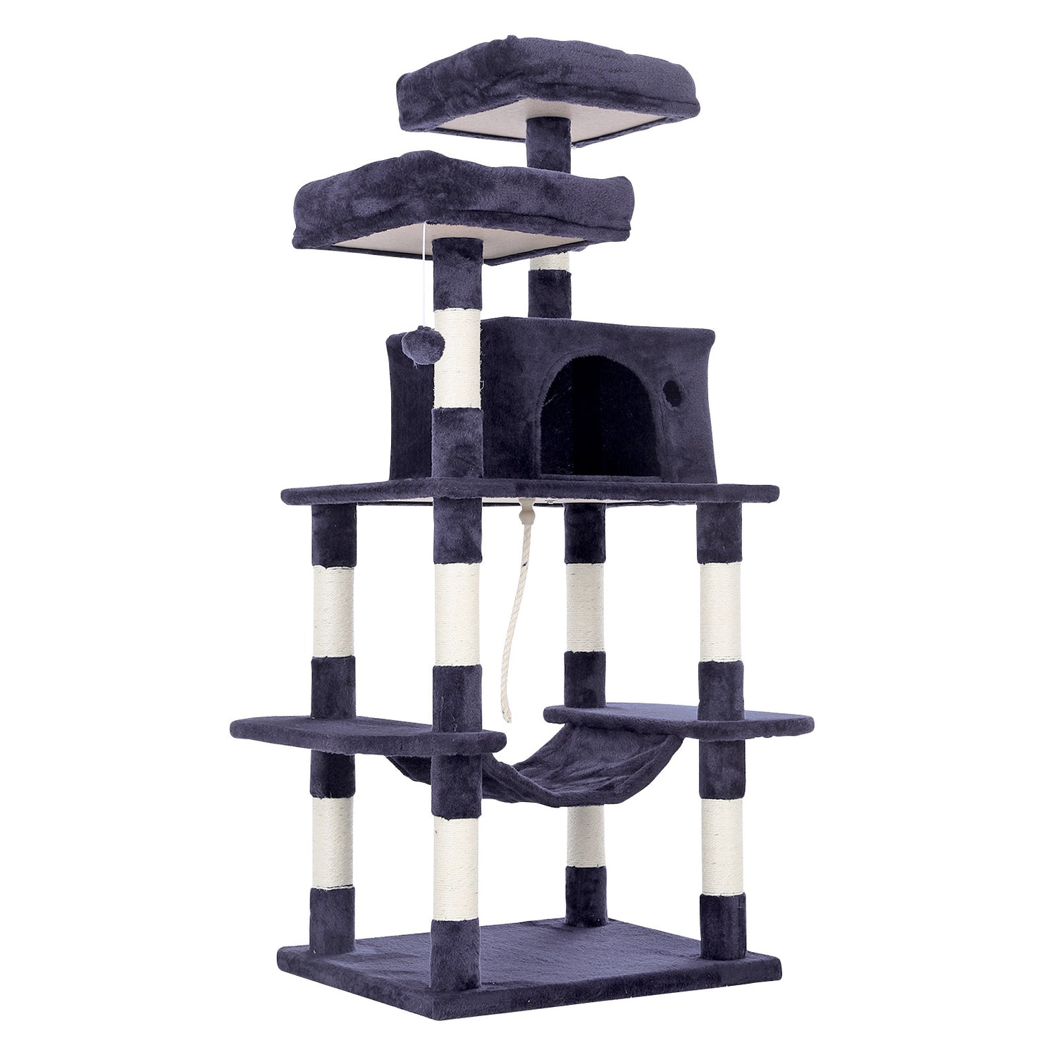 Paw Mate 145cm Grey Cat Tree WHISKY Sisal Scratching Post Scratcher Pole Condo House Tower-Pet Care &gt; Cat Supplies-PEROZ Accessories