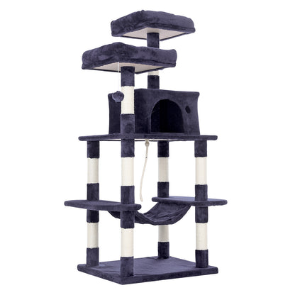 Paw Mate 145cm Grey Cat Tree WHISKY Sisal Scratching Post Scratcher Pole Condo House Tower-Pet Care &gt; Cat Supplies-PEROZ Accessories