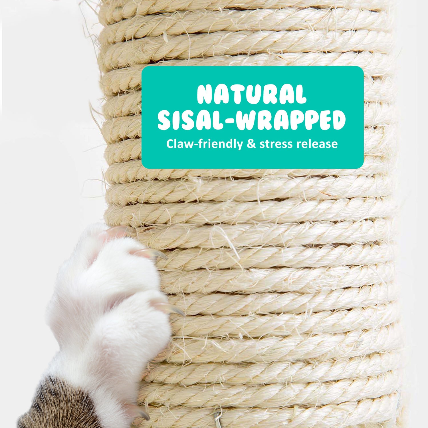Paw Mate 145cm Grey Cat Tree WHISKY Sisal Scratching Post Scratcher Pole Condo House Tower-Pet Care &gt; Cat Supplies-PEROZ Accessories