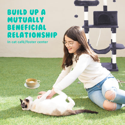 Paw Mate 145cm Grey Cat Tree WHISKY Sisal Scratching Post Scratcher Pole Condo House Tower-Pet Care &gt; Cat Supplies-PEROZ Accessories