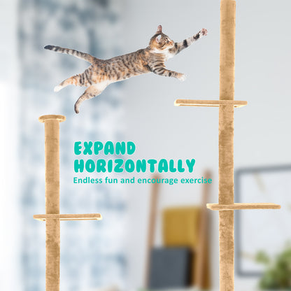 Paw Mate 278cm Brown Cat Tree PILLAR Scratcher Adjustable Floor to Ceiling Condo Tower-Pet Care &gt; Cat Supplies-PEROZ Accessories