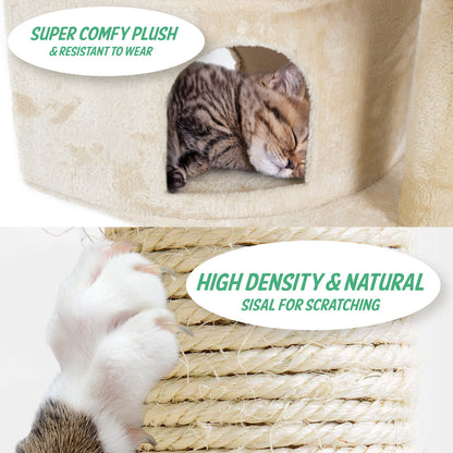 Paw Mate 170cm Beige Cat Tree Danie Multi Level Scratcher-Cat Trees-PEROZ Accessories