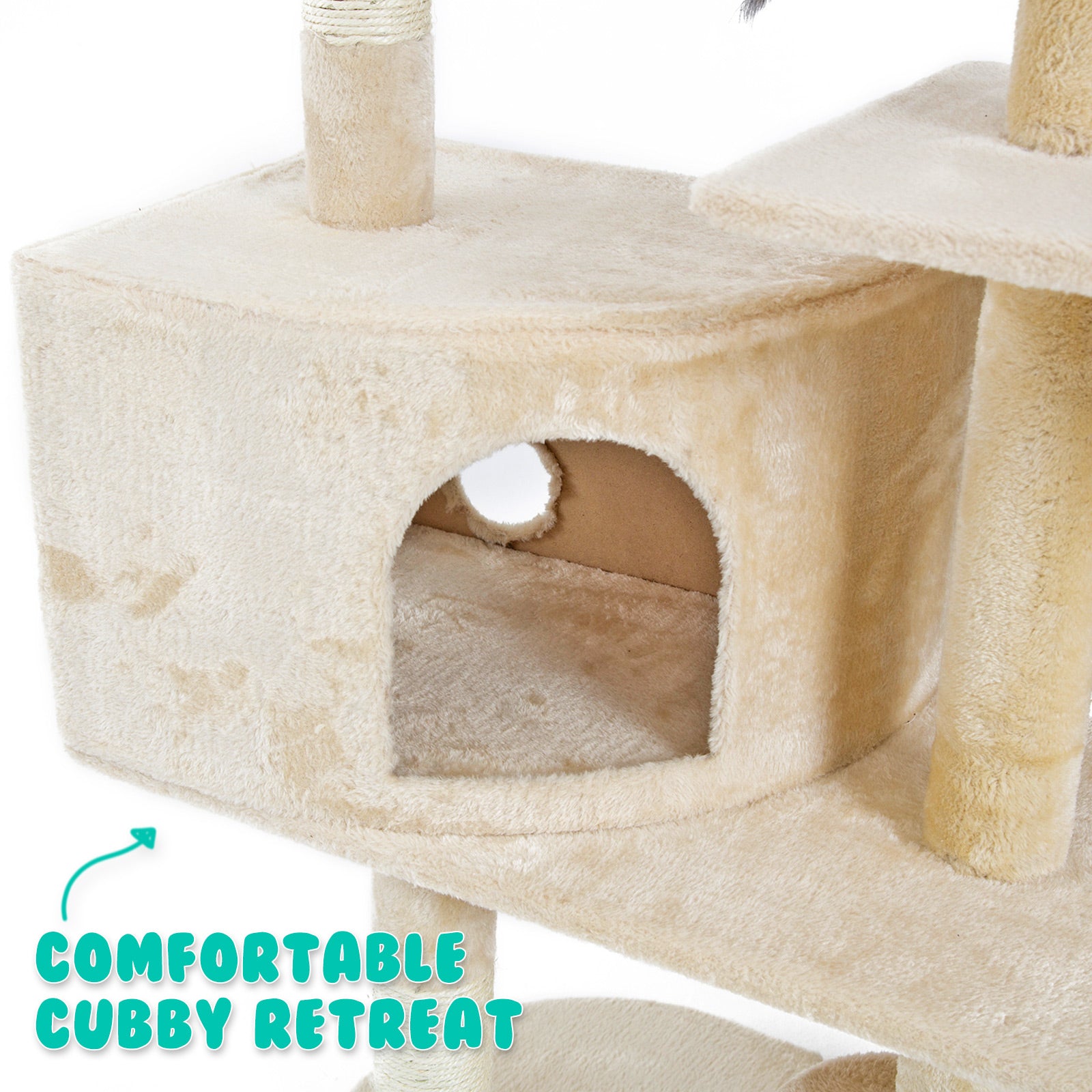 Paw Mate 170cm Beige Cat Tree Danie Multi Level Scratcher-Cat Trees-PEROZ Accessories