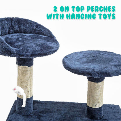 Paw Mate 130cm Blue Cat Tree Soho Multi Level Scratcher-Cat Trees-PEROZ Accessories