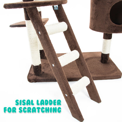 Paw Mate 170cm Brown Cat Tree Fuji Multi Level Scratcher-Cat Trees-PEROZ Accessories