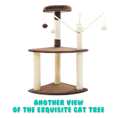 Paw Mate 96cm Brown Cat Tree Luna Multi Level Scratcher-Pet Care &gt; Cat Supplies-PEROZ Accessories