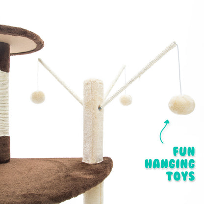 Paw Mate 96cm Brown Cat Tree Luna Multi Level Scratcher-Pet Care &gt; Cat Supplies-PEROZ Accessories