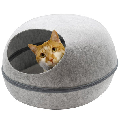 Large Cave Cat Soft Cushion Igloo Kitten Cat Bed Mat House Dog Puppy-Pet Beds-PEROZ Accessories