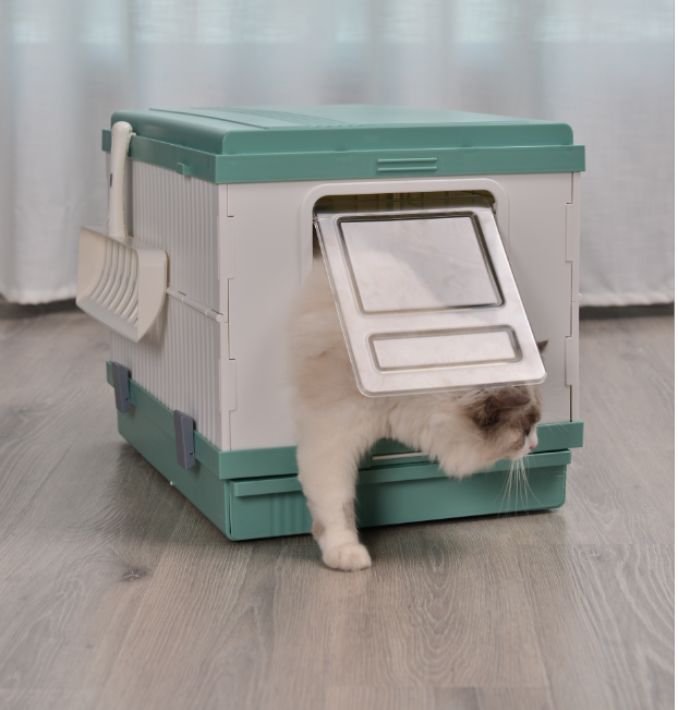 YES4PETS XL Portable Cat Toilet Litter Box Tray Foldable House with Handle and Scoop Green-Pet Care &gt; Cat Supplies-PEROZ Accessories