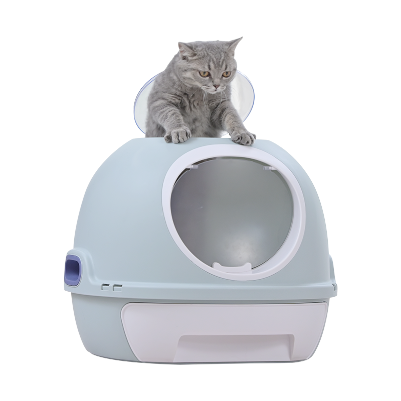 YES4PETS Hooded Cat Toilet Litter Box Tray House With Drawer &amp; Scoop Blue-Pet Care &gt; Cat Supplies-PEROZ Accessories