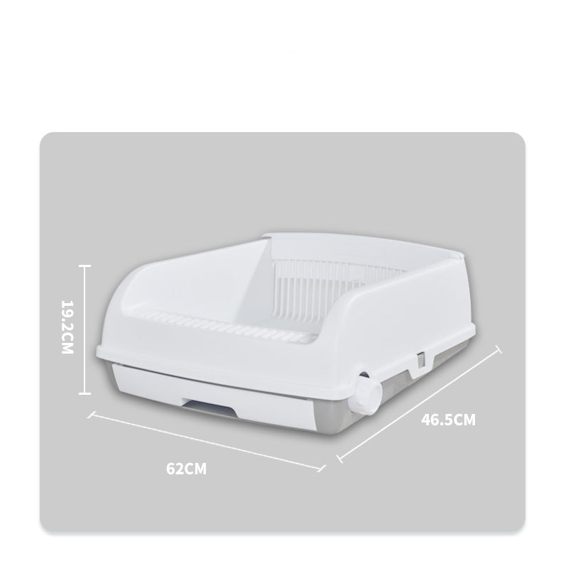 YES4PETS Large Cat Litter Tray Box Kitty Toilet with Rack Scoop Drawer-Style Cleaning Box White-Pet Care &gt; Cat Supplies-PEROZ Accessories