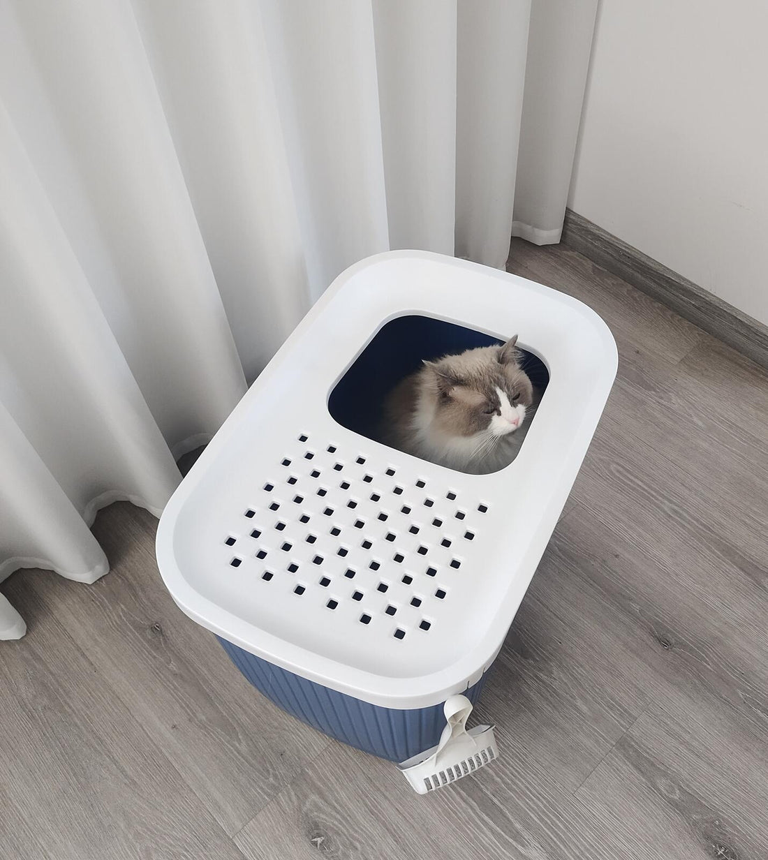YES4PETS XXL Top Entry Cat Litter Box No Mess Large Enclosed Covered Kitty Tray Dark Blue-Pet Care &gt; Cat Supplies-PEROZ Accessories