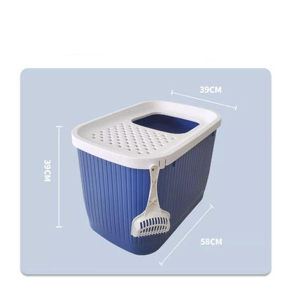YES4PETS XXL Top Entry Cat Litter Box No Mess Large Enclosed Covered Kitty Tray Dark Blue-Pet Care &gt; Cat Supplies-PEROZ Accessories