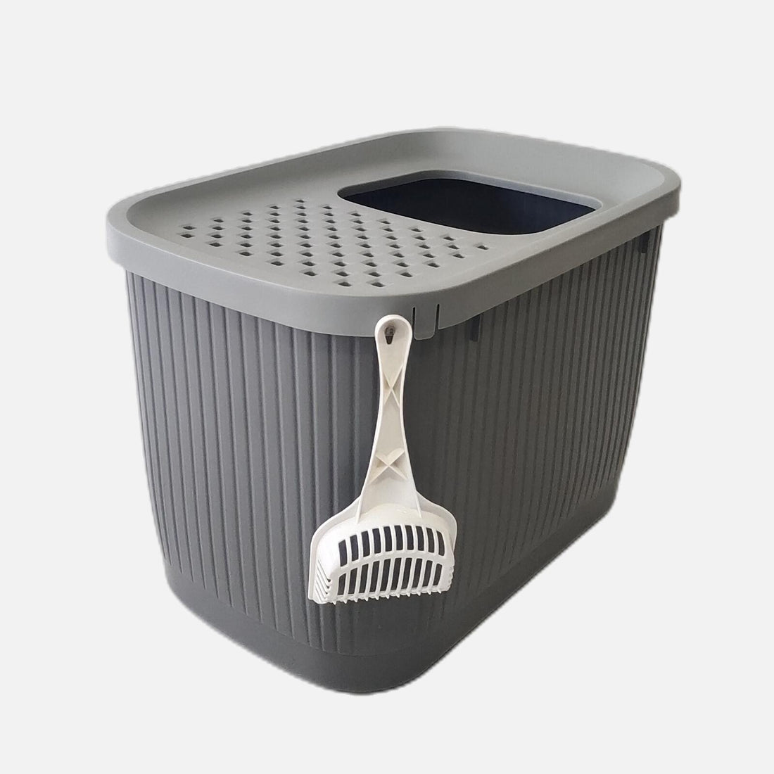 YES4PETS XXL Top Entry Cat Litter Box No Mess Large Enclosed Covered Kitty Tray Grey-Pet Care &gt; Cat Supplies-PEROZ Accessories