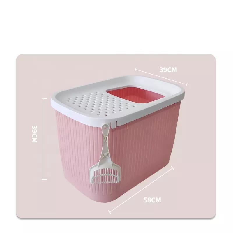 YES4PETS XXL Top Entry Cat Litter Box No Mess Large Enclosed Covered Kitty Tray Pink-Pet Care &gt; Cat Supplies-PEROZ Accessories