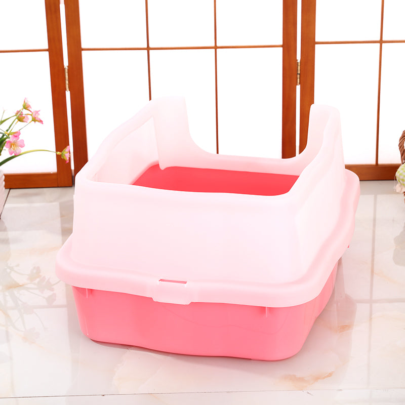 YES4PETS Large Deep Cat Kitty Litter Tray High Wall Pet Toilet Tray With Scoop Pink-Pet Care &gt; Cat Supplies-PEROZ Accessories