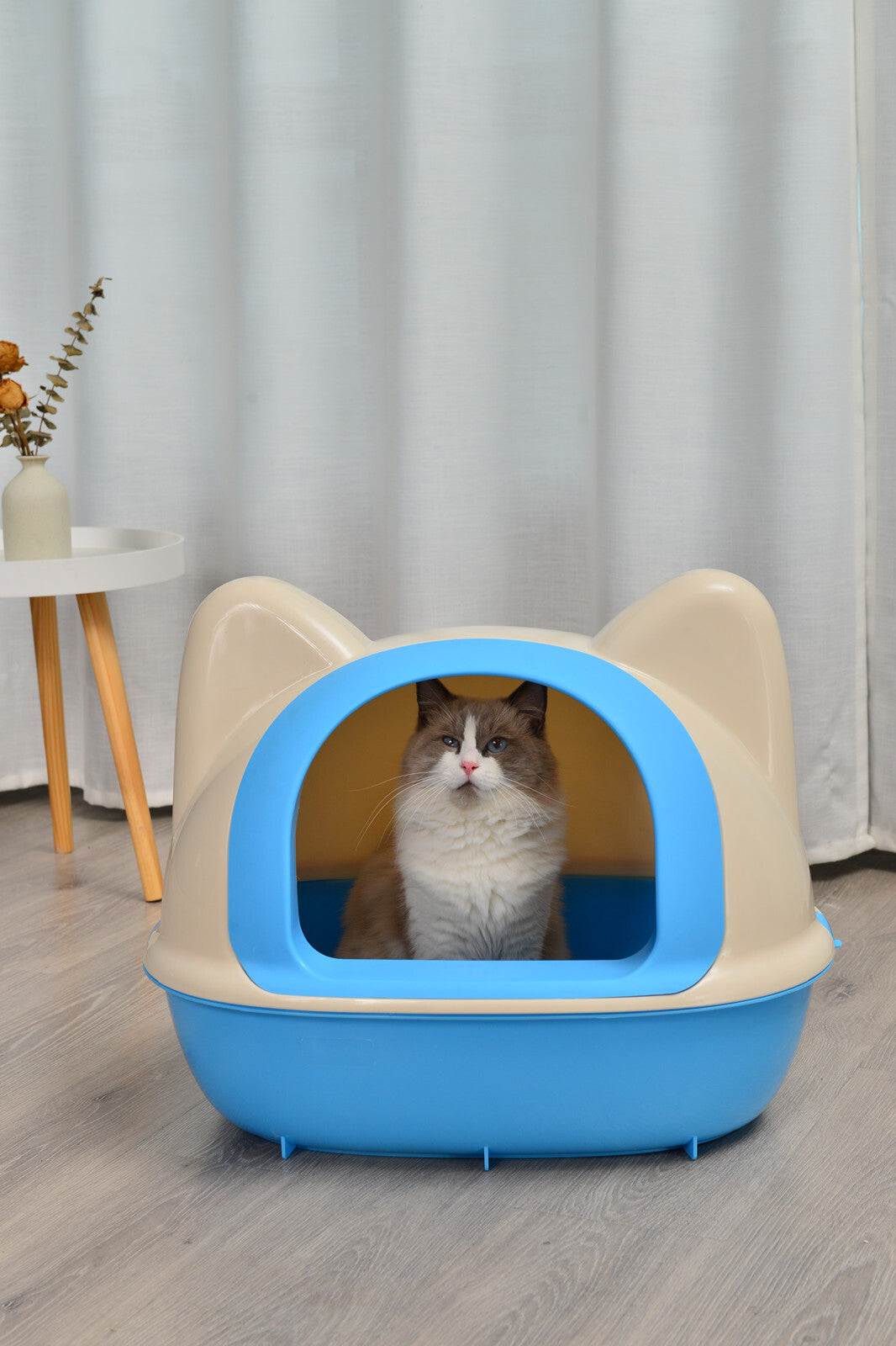 YES4PETS Large Hooded Cat Toilet Litter Box Tray House With Scoop Blue-Pet Care &gt; Cat Supplies-PEROZ Accessories