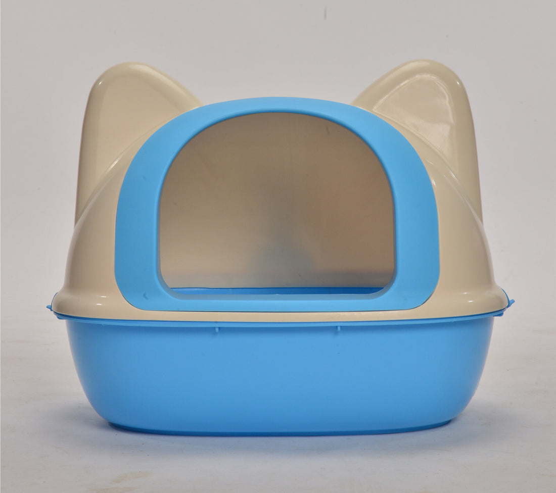 YES4PETS Medium Hooded Cat Toilet Litter Box Tray House With Scoop Blue-Pet Care &gt; Cat Supplies-PEROZ Accessories