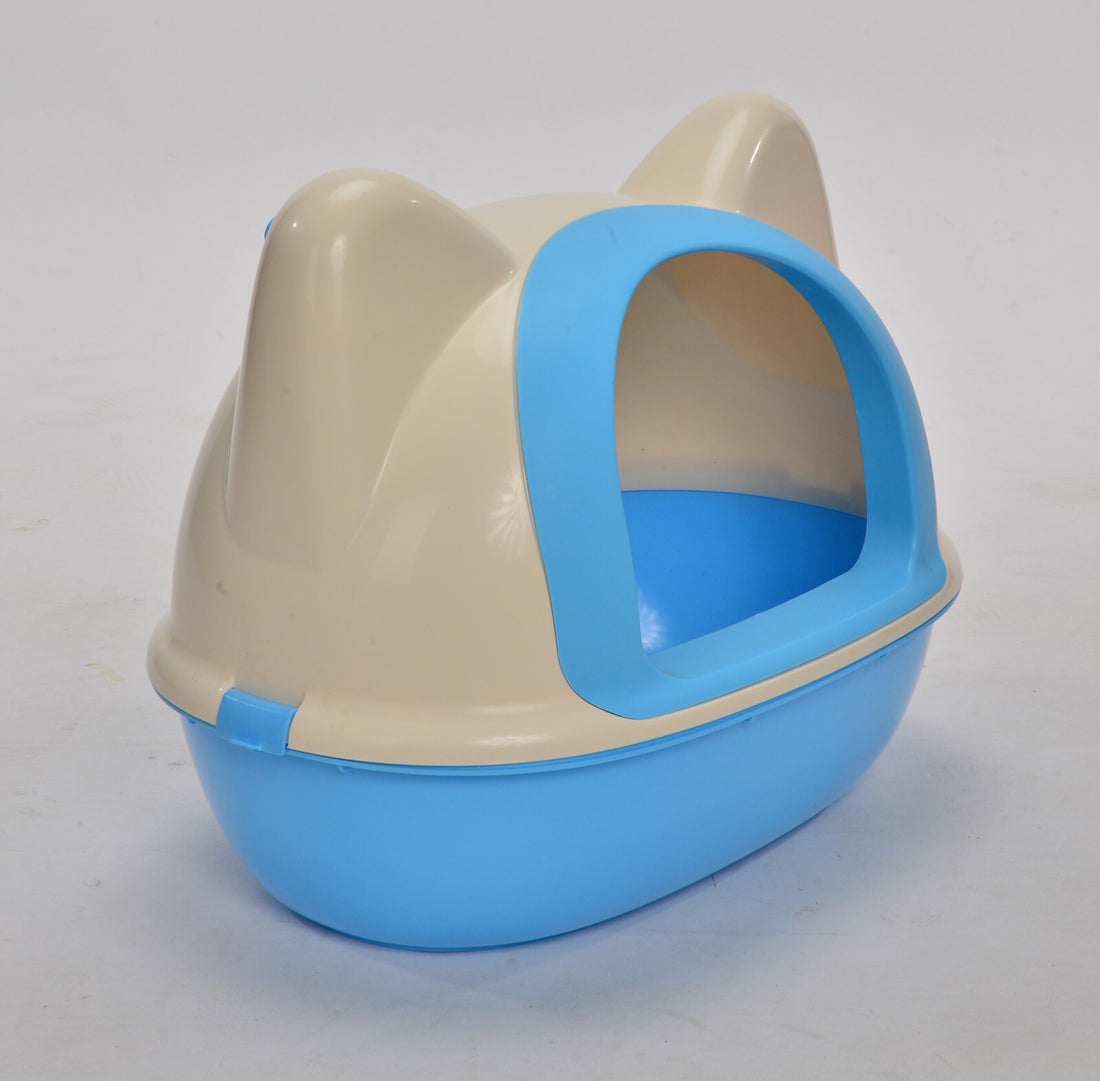 YES4PETS Medium Hooded Cat Toilet Litter Box Tray House With Scoop Blue-Pet Care &gt; Cat Supplies-PEROZ Accessories