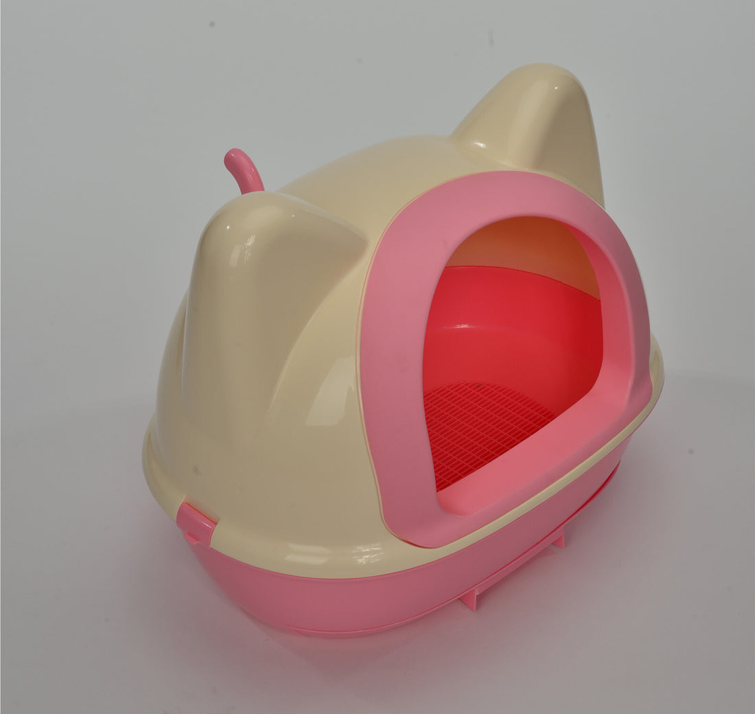 YES4PETS Medium Hooded Cat Toilet Litter Box Tray House With Scoop Pink-Pet Care &gt; Cat Supplies-PEROZ Accessories