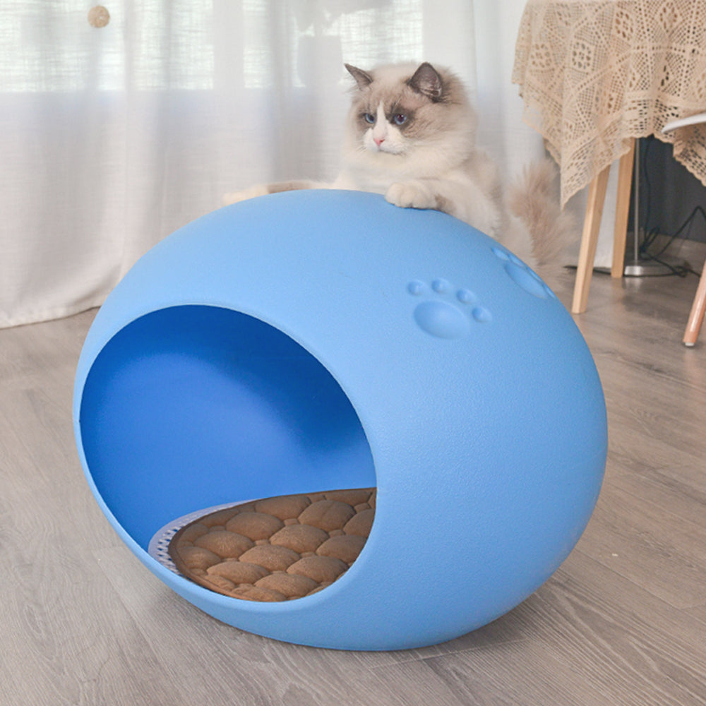 Medium Cave Cat Kitten Box Igloo Cat Bed House Dog Puppy House-Blue-Pet Beds-PEROZ Accessories