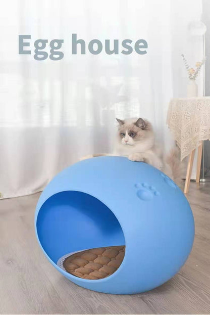 Medium Cave Cat Kitten Box Igloo Cat Bed House Dog Puppy House-Blue-Pet Beds-PEROZ Accessories