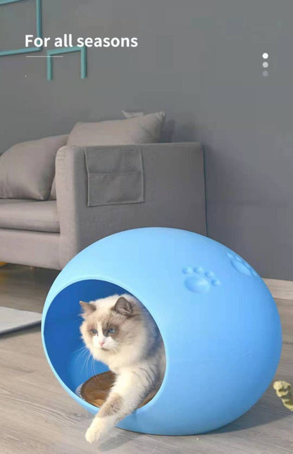 Medium Cave Cat Kitten Box Igloo Cat Bed House Dog Puppy House-Blue-Pet Beds-PEROZ Accessories