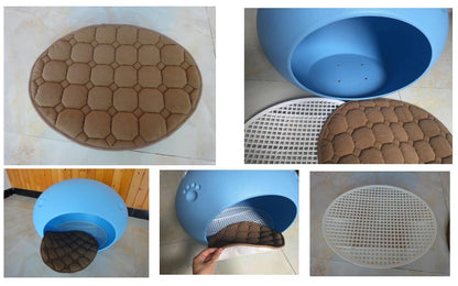 Medium Cave Cat Kitten Box Igloo Cat Bed House Dog Puppy House-Blue-Pet Beds-PEROZ Accessories