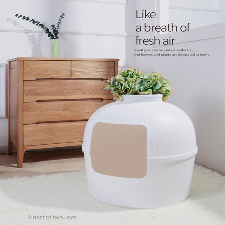 YES4PETS Multifunctional Cat Litter Box Pet Cat House Semi-Enclosed White-Pet Care &gt; Cat Supplies-PEROZ Accessories