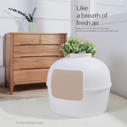 YES4PETS Multifunctional Cat Litter Box Pet Cat House Semi-Enclosed White-Pet Care &gt; Cat Supplies-PEROZ Accessories
