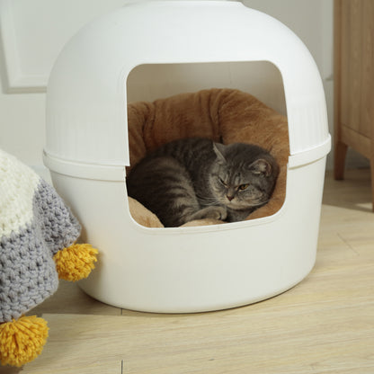 YES4PETS Multifunctional Cat Litter Box Pet Cat House Semi-Enclosed White-Pet Care &gt; Cat Supplies-PEROZ Accessories