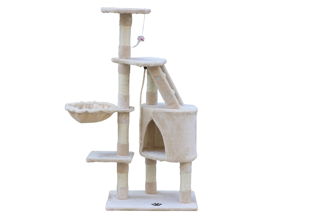 YES4PETS 120 cm Multi level Cat Kitten Scratching Post Tree-Beige-Cat Trees-PEROZ Accessories