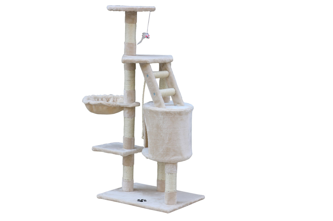 YES4PETS 120 cm Multi level Cat Kitten Scratching Post Tree-Beige-Cat Trees-PEROZ Accessories